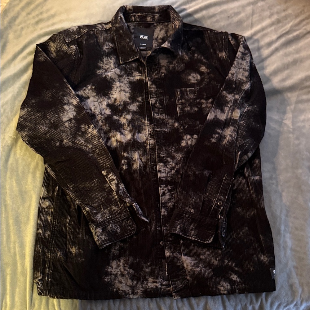 Vans Men's Tie-Dye Black and Gray Shirt Jacket